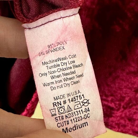 Altar’d State Burgundy Red Crushed Velvet Choker Dress Size Medium - Picture 12 of 13